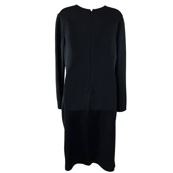 St.John Long-Sleeve Fitted Milano Knit Dress Size 10 Black -  threedaughtersproperties.com